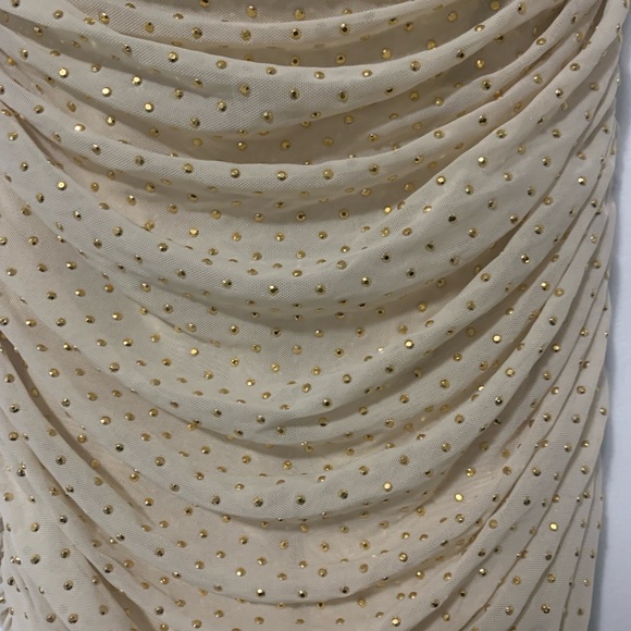 Glamorous strapless gold stud BEBE dress - Picture 3 of 4